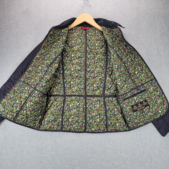 Barbour Annandale Ladies Quilted Jacket Navy Blue Floral Size US 4 UK 8 - Picture 2 of 12